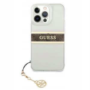 Guess 4G Stripe Charm Bruine Backcover voor iPhone 13 Pro - Afbeelding 3