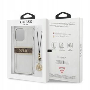Guess 4G Stripe Charm Bruine Backcover voor iPhone 13 Pro - Afbeelding 8