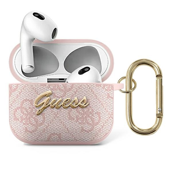 Guess AirPods 3 Hoesje - Pink 4G Script Metal Logo