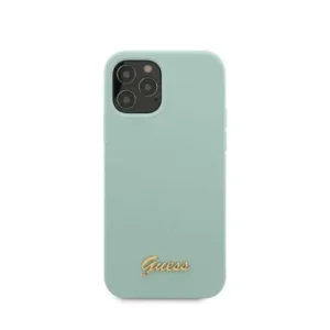 Guess Liquid Silicone Case met Metaal Logo voor iPhone 12 Pro Max - Lichtblauw - Afbeelding 3