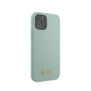 Guess Liquid Silicone Case met Metaal Logo voor iPhone 12 Pro Max - Lichtblauw - Afbeelding 4