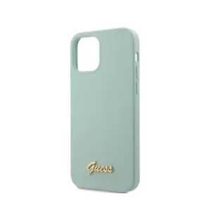 Guess Liquid Silicone Case met Metaal Logo voor iPhone 12 Pro Max - Lichtblauw - Afbeelding 5