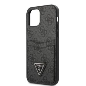 Guess PU 4G Double Cardslot Metal Triangle Logo Hard Case for iPhone 12/12 Pro - Afbeelding 5