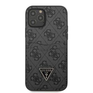 Guess PU 4G Double Cardslot Metal Triangle Logo Hard Case for iPhone 12/12 Pro - Afbeelding 3