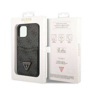 Guess PU 4G Double Cardslot Metal Triangle Logo Hard Case for iPhone 12/12 Pro - Afbeelding 7