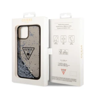 Guess Coque arrière rigide pour iPhone 14 & 15 Plus - Liquid Glitter - Translucide - Noir - Afbeelding 7