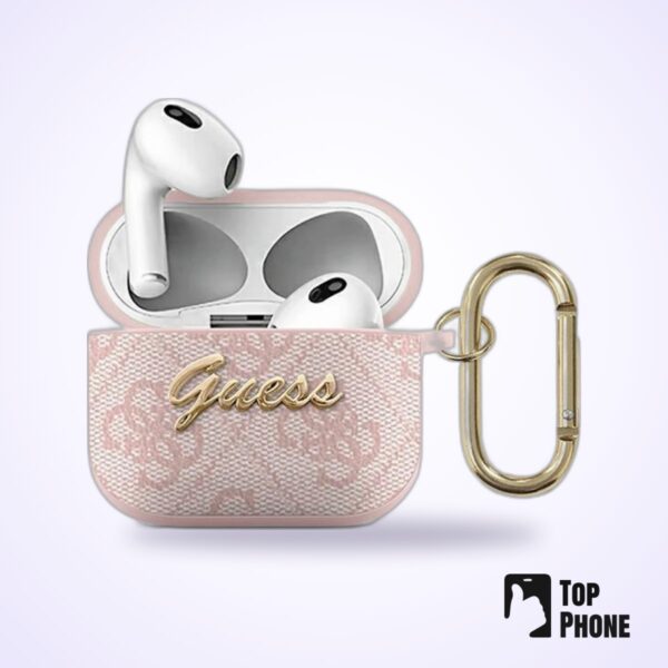 Guess AirPods 3 Hoesje - Pink 4G Script Metal Logo