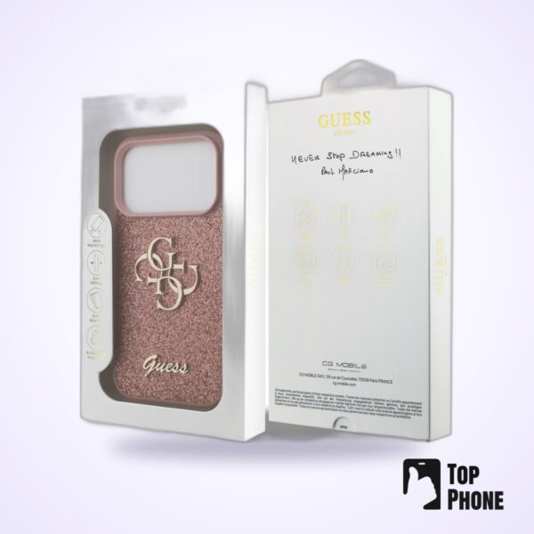 Guess Hardcase Fixed Glitter Big 4G – iPhone 17 Pro – Roze