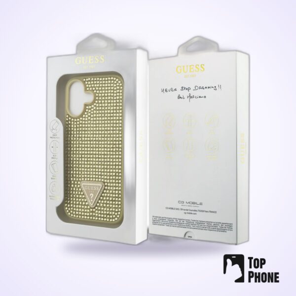 Guess Hardcase iPhone 17 – Goud (Rhinestone Triangle Logo)