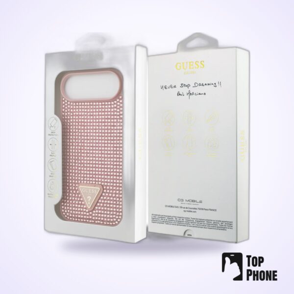 Guess Hardcase iPhone 17 Air – Roze (Rhinestone Triangle Logo)