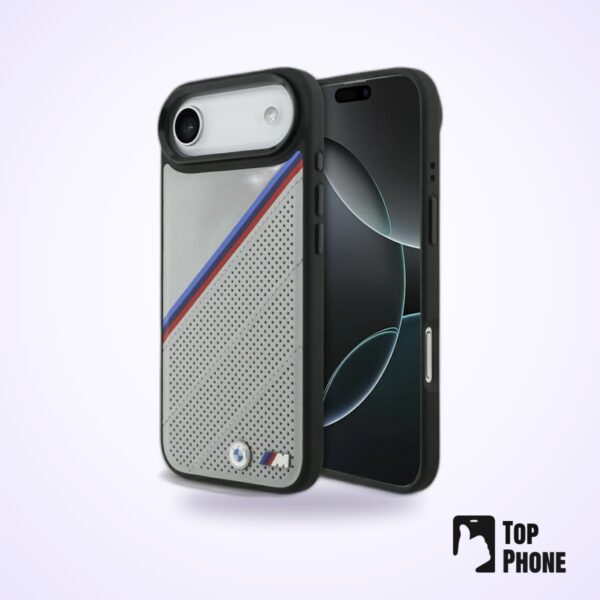 BMW M MagSafe Case iPhone 17 Air – Grijs (Tricolor Metal Logo)