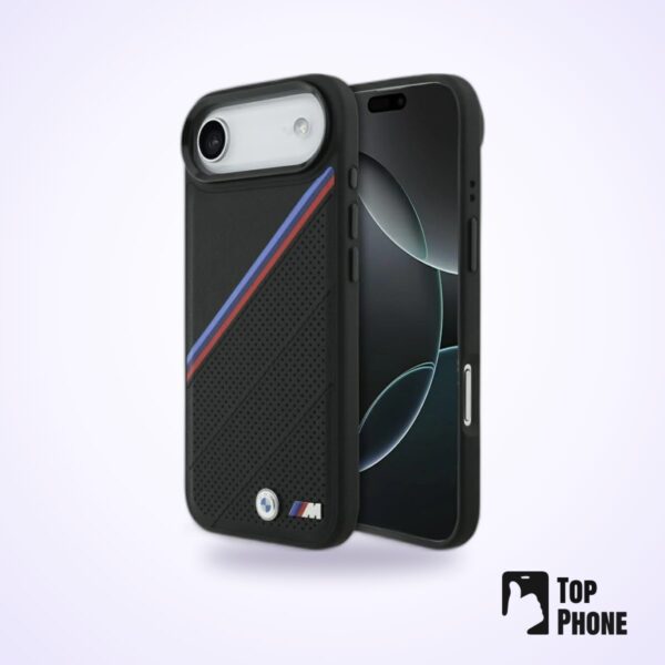 BMW M MagSafe Case iPhone 17 Air – Zwart (Tricolor Metal Logo)