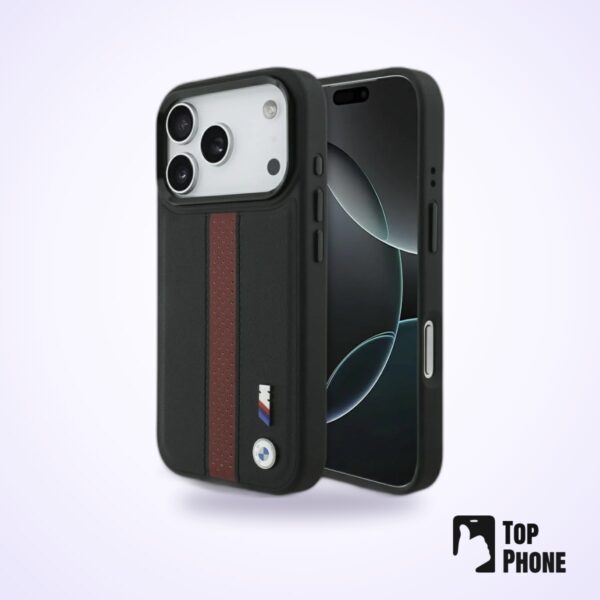 BMW M Perforated Stripe Logo MagSafe Case – iPhone 17 Pro – Rood