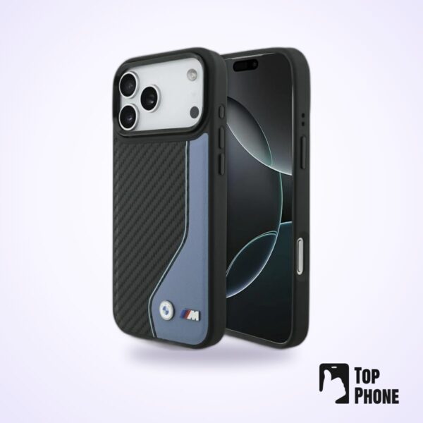 BMW M Carbon Line & Logo MagSafe Case – iPhone 17 Pro Max – Blauw