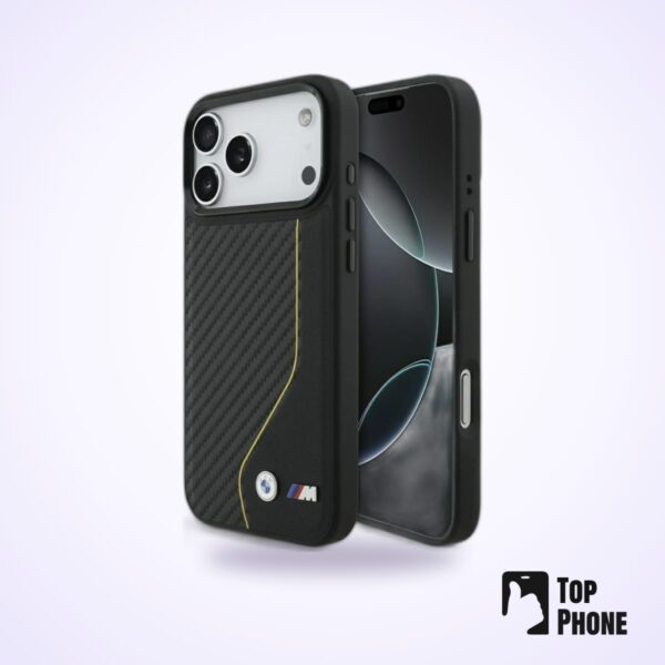 BMW M Carbon Line & Logo MagSafe Case – iPhone 17 Pro Max – Geel