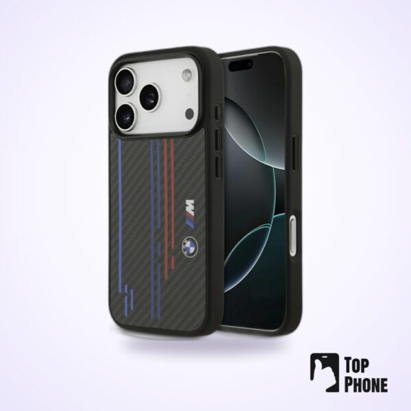 BMW M Kevlar Lines & Logo MagSafe Case – iPhone 17 Pro Max – Zwart