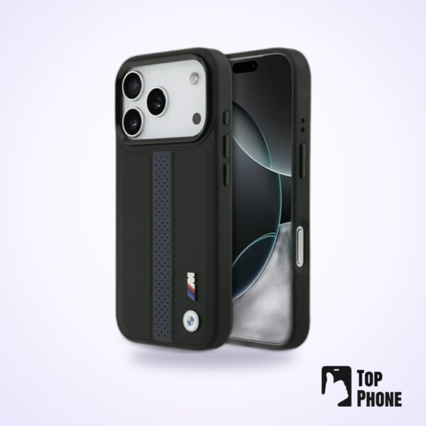 BMW M Perforated Stripe Logo MagSafe Case – iPhone 17 Pro Max – Blauw
