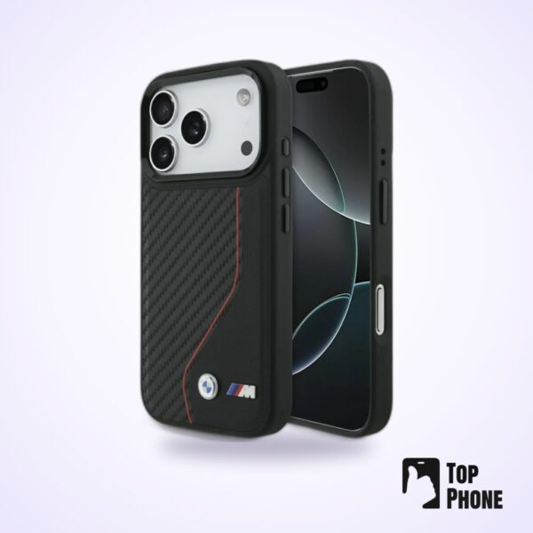BMW M Carbon Line & Logo MagSafe Case – iPhone 17 Pro Max – Rood