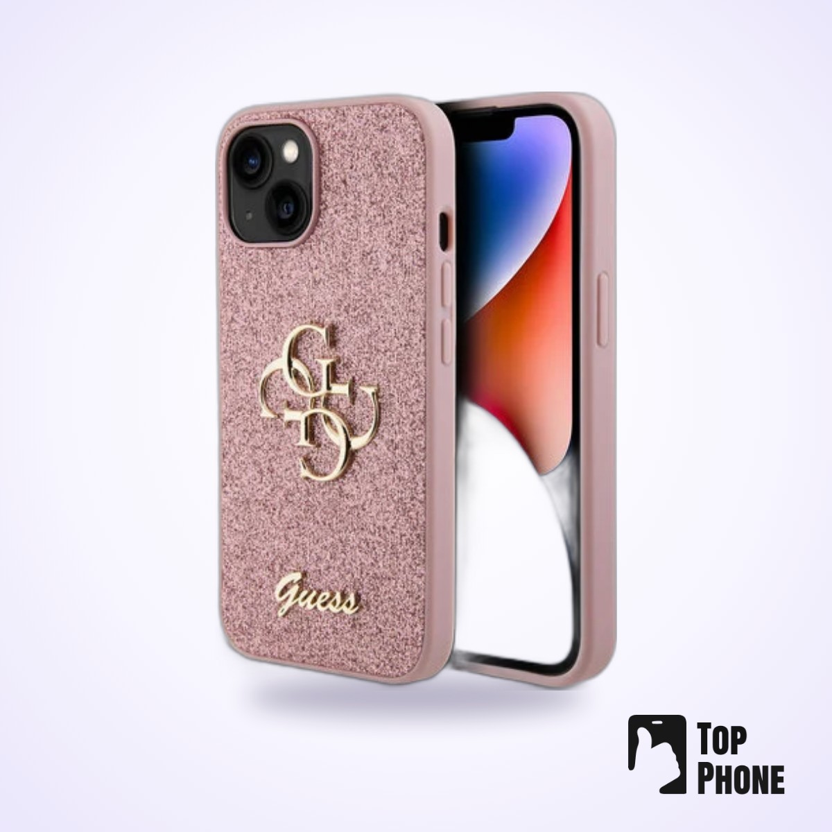 Guess Big 4G Glitter Case - Paars voor iPhone 15/14/13