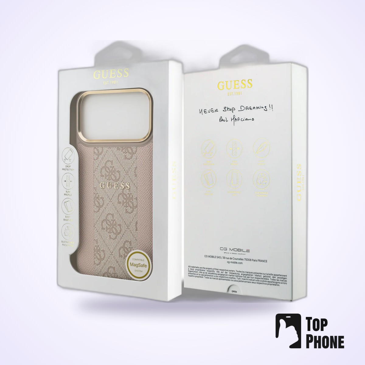 Guess MagSafe Hardcase iPhone 17 Pro Max – Roze (4G PU Stripe) - Afbeelding 2