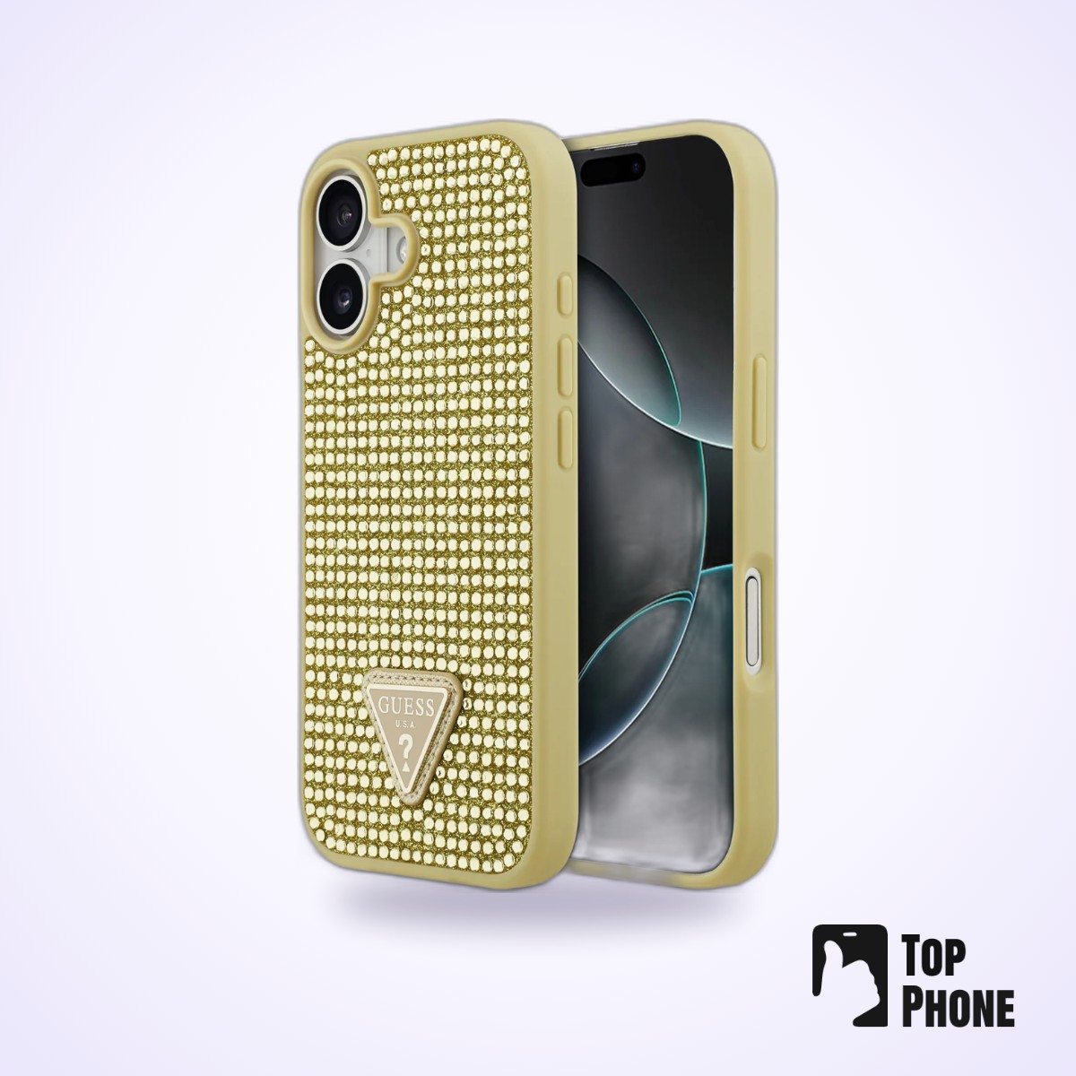 Guess Hardcase iPhone 17 – Goud (Rhinestone Triangle Logo) - Afbeelding 3