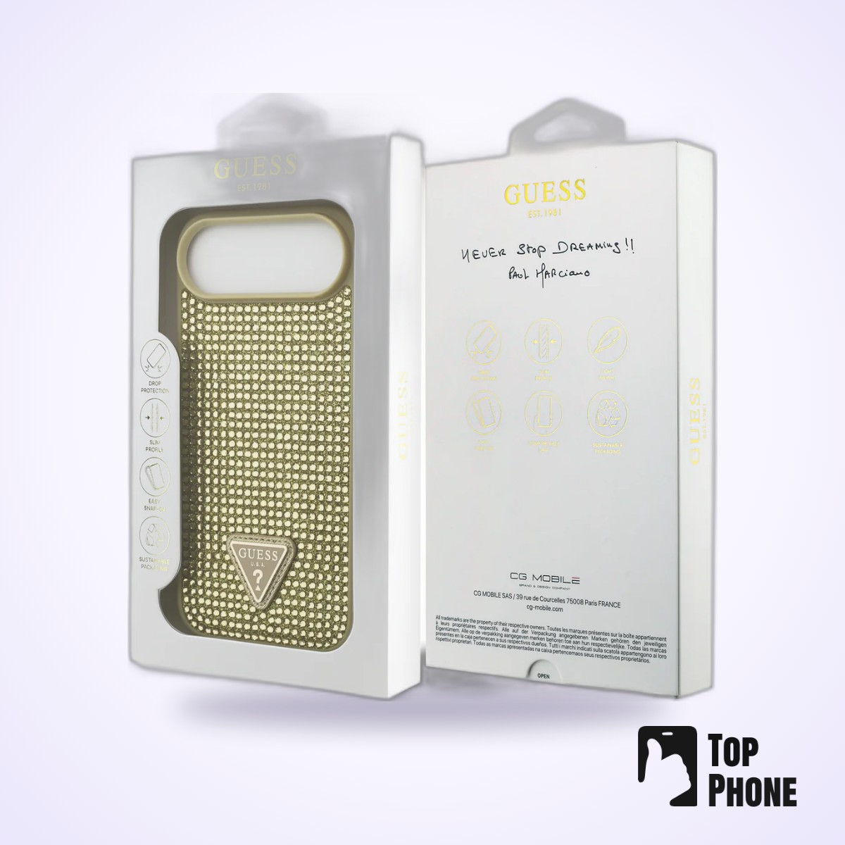 Guess Hardcase iPhone 17 Air – Goud (Rhinestone Triangle Logo) - Afbeelding 2
