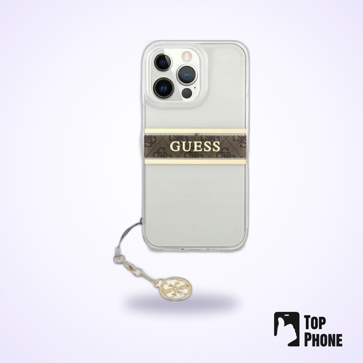 Guess 4G Stripe Charm Bruine Backcover voor iPhone 13 Pro - Afbeelding 3
