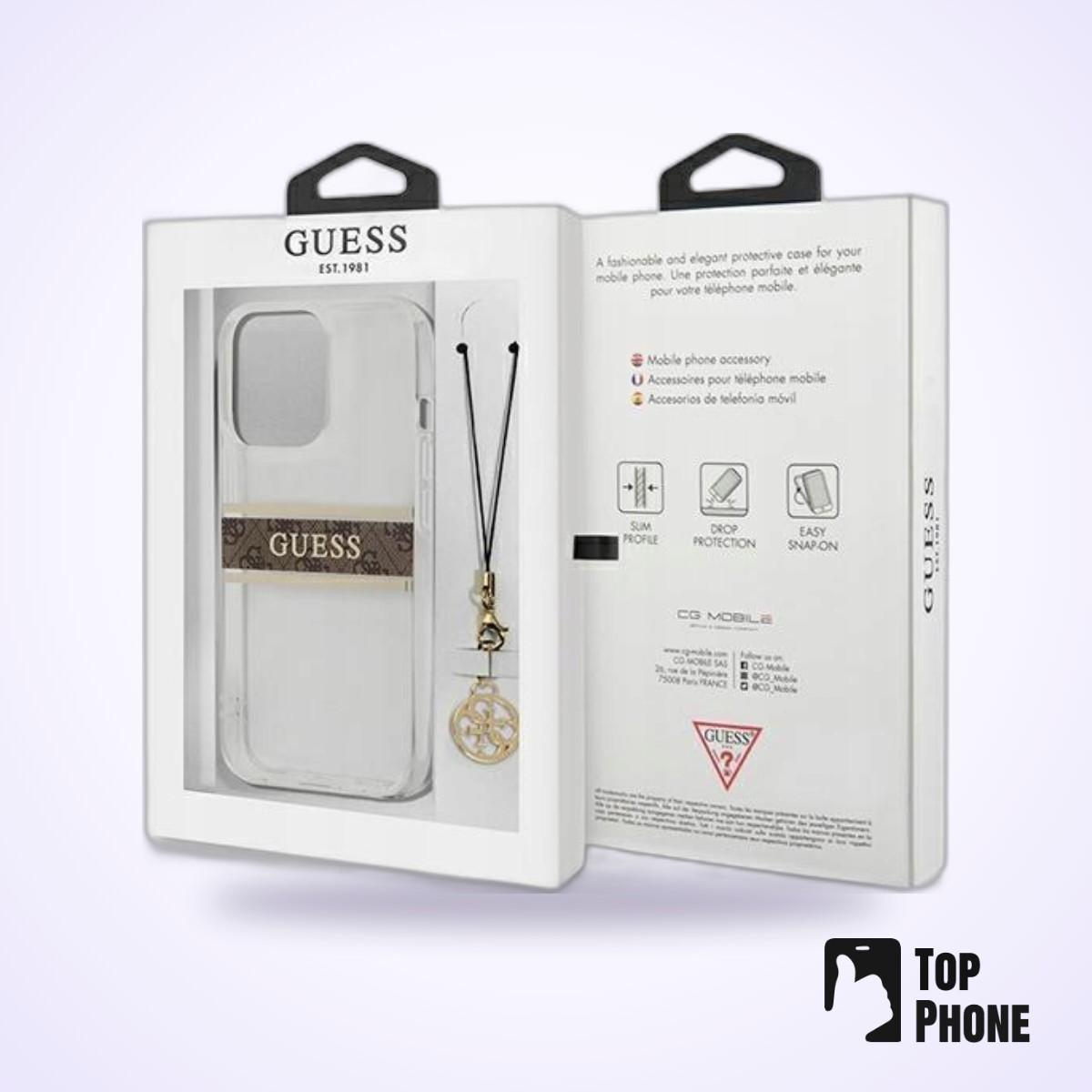 Guess 4G Stripe Charm Bruine Backcover voor iPhone 13 Pro - Afbeelding 8