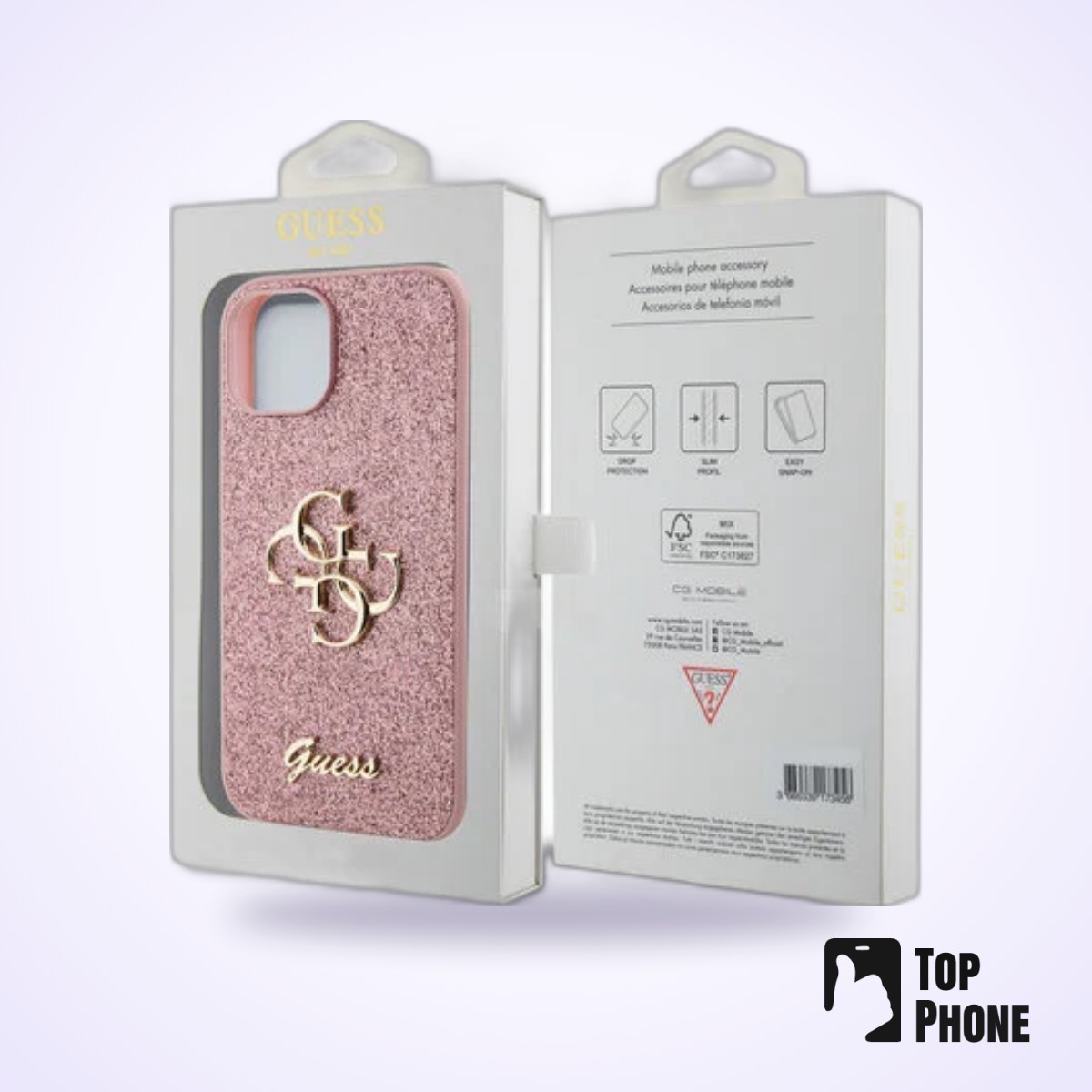 Guess Big 4G Glitter Case - Paars voor iPhone 15/14/13 - Afbeelding 6