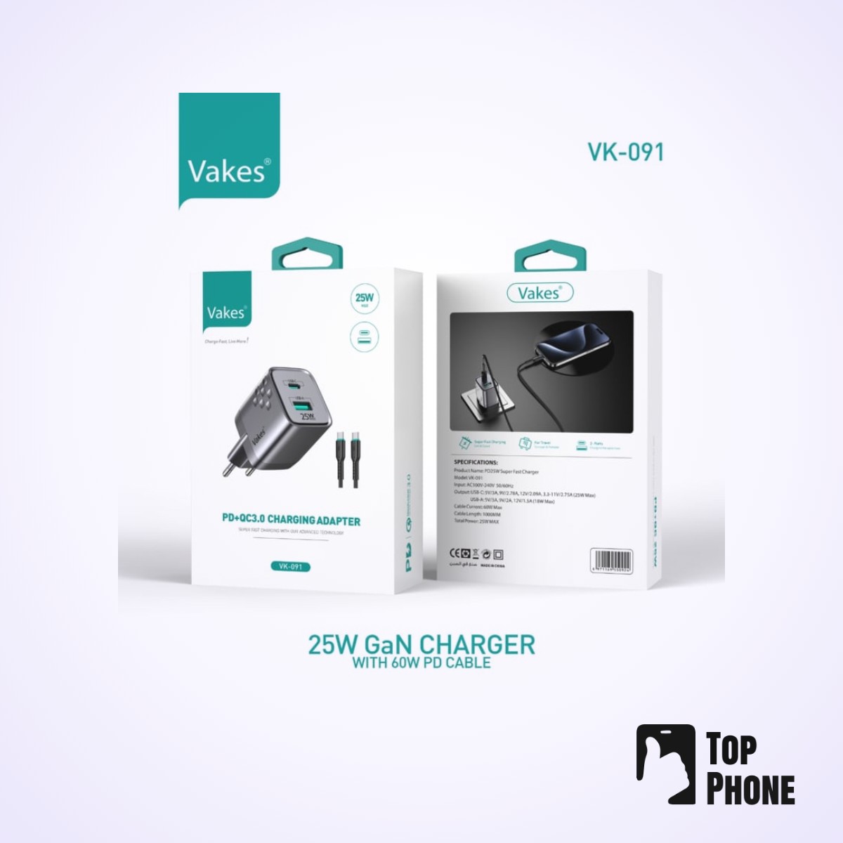 Thuislader 25W – USB-C + USB-A met C-naar-C kabel inbegrepen